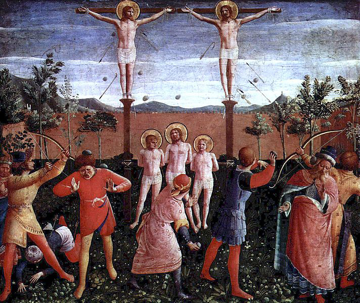 Hauptaltar der Heiligen Kosmas und Damian aus dem Dominikanerklosters San Marco in Florenz, Predella, sechste Szene: Martyrium der Heiligen Kosmas und
